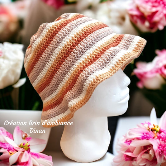Chapeau au crochet - Céréales-Ecureuil-Blanc