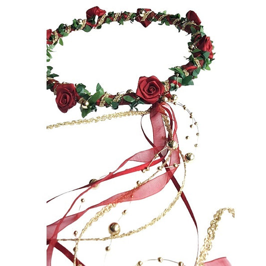Couronne de fleurs bordeaux