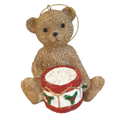 Figurine ours assis avec tambourin