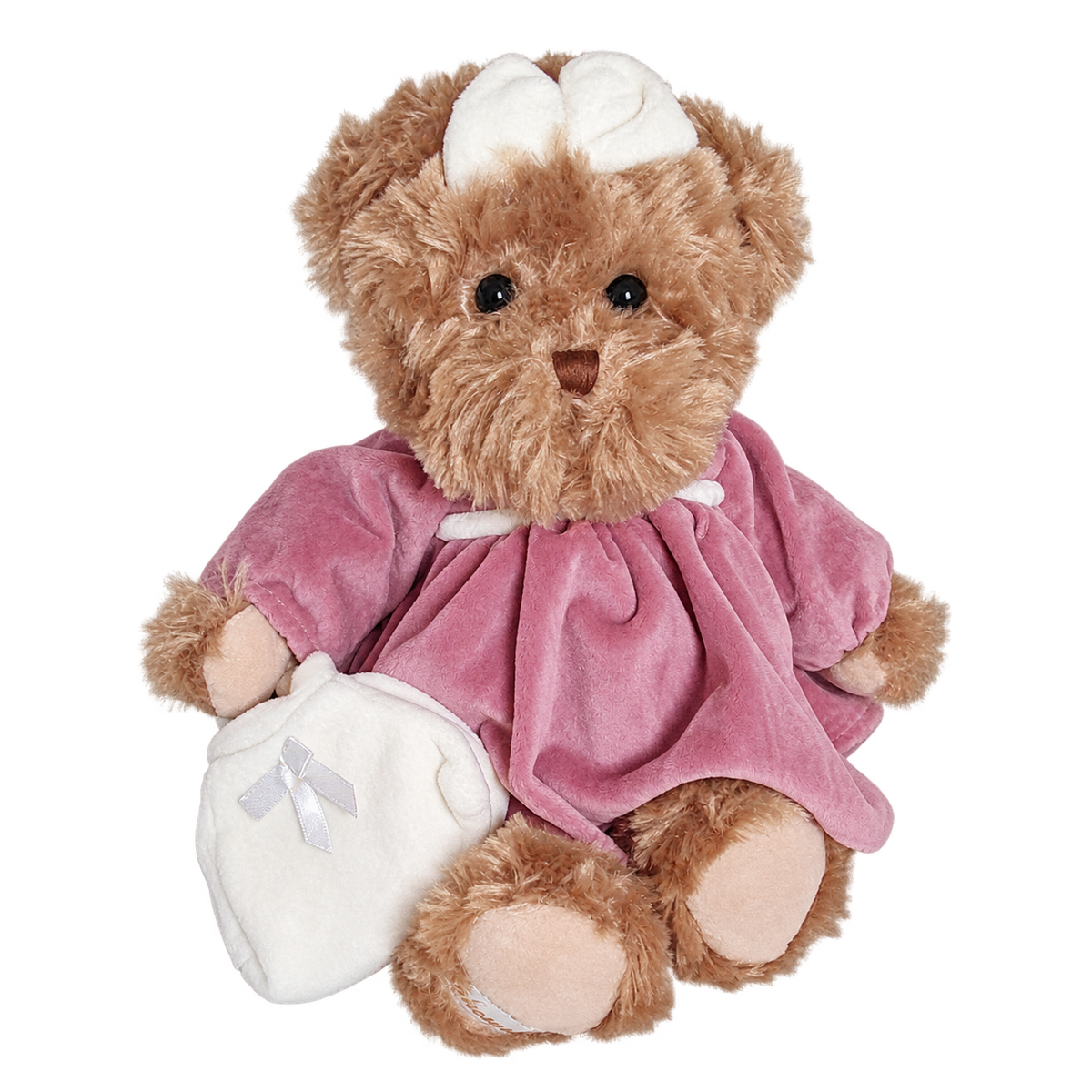 Oursonne en peluche marron Ellen avec petit sac