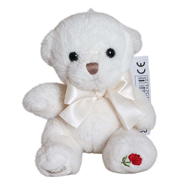 Ourson blanc en peluche Florian avec fleur brodée