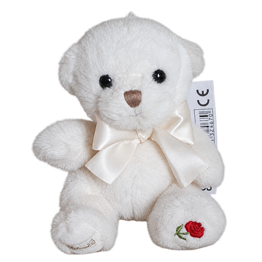 Ourson blanc en peluche Florian avec fleur brodée