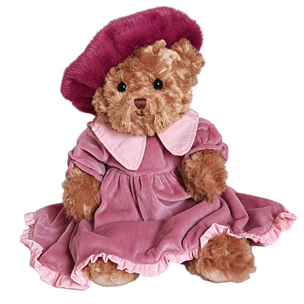 Oursonne en peluche en robe rose - Helenka