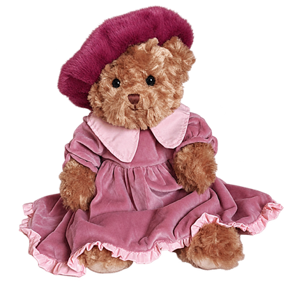 Oursonne en peluche en robe rose - Helenka