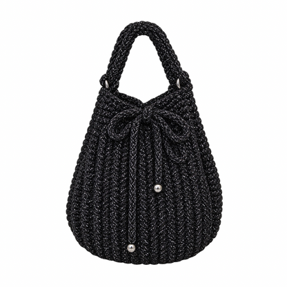 Sac à main au crochet noir brillant - Collection 2026