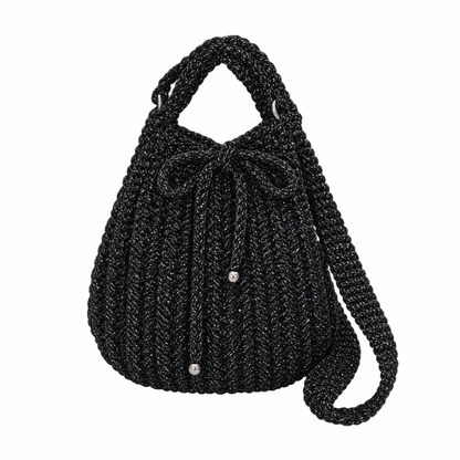 Sac à main au crochet noir brillant - Collection 2026