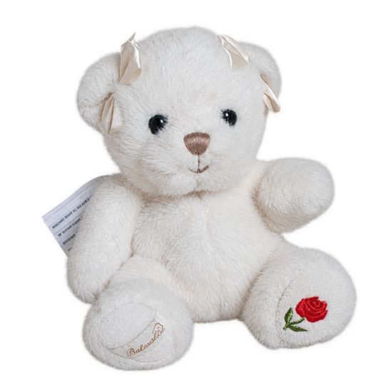 Oursonne blanche en peluche Julita avec fleur brodée