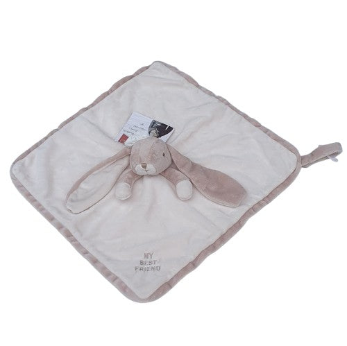 Doudou plat lapin écru - Lena Baby Rug brodé MY BEST FRIEND