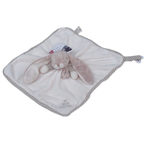 Doudou plat lapin écru - Lucien Baby Rug brodé MY BEST FRIEND