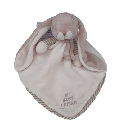 Doudou plat lapin écru - Lucien Baby Rug brodé MY BEST FRIEND
