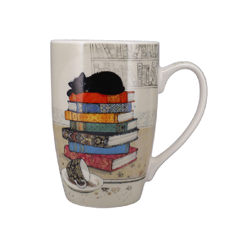 Mug arrondi XL - Chaton et livres