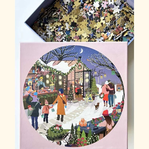 Puzzle rond Marché de Noël - Vissevasse - 1000 pièces