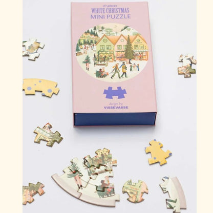 Mini puzzle rond White Christmas - Vissevasse - 31 pièces