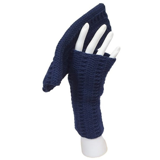 Mitaines bleu marine au crochet