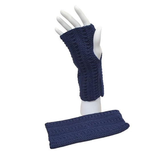 Mitaines bleu marine au crochet
