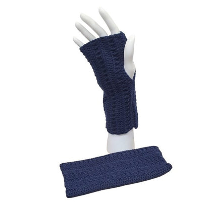 Mitaines bleu marine au crochet