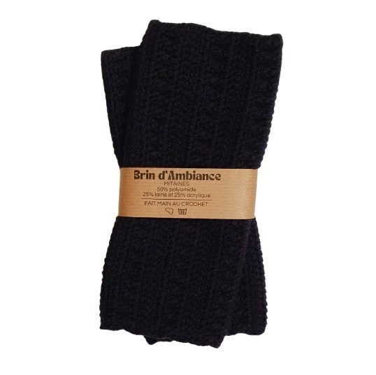 Mitaines noires au crochet