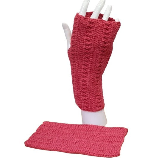 Mitaines roses "rose des sables" au crochet