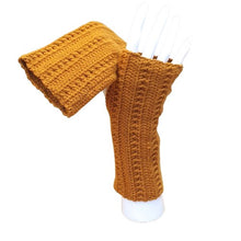 Charger l&#39;image dans la galerie, Mitaines marrons &quot;caramel&quot; au crochet
