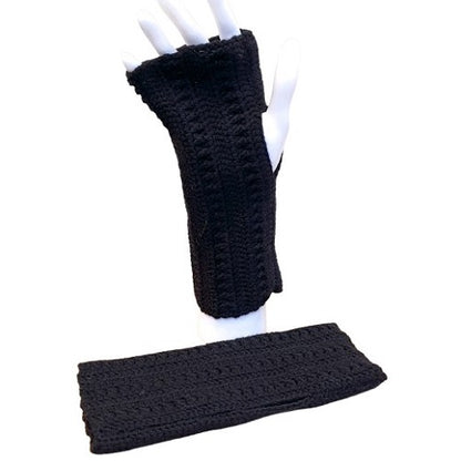 Mitaines noires au crochet