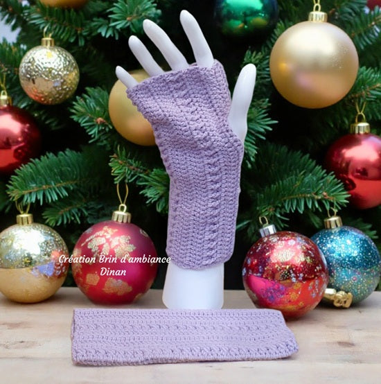 Mitaines parmes au crochet