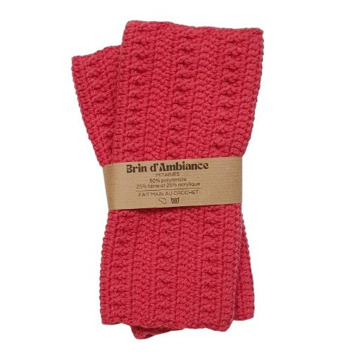 Mitaines roses "rose des sables" au crochet
