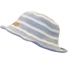 Charger l&#39;image dans la galerie, Chapeau au crochet naissance - Bleu azur et blanc
