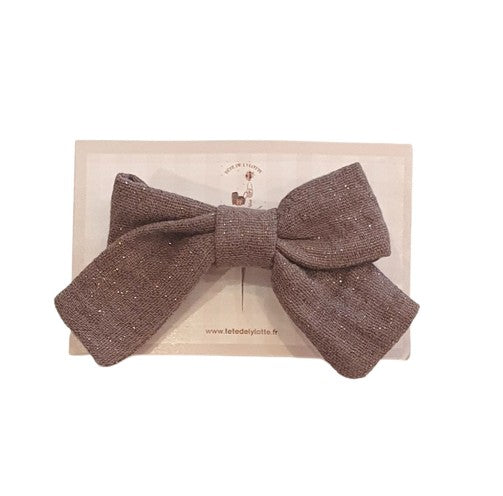 Barrette Nœud croisé gris anthracite brillant