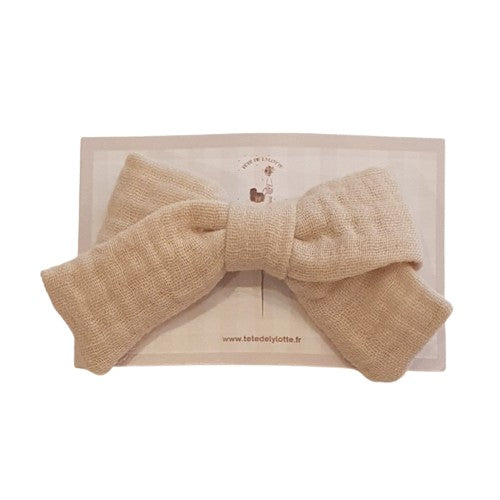 Barrette Nœud croisé beige