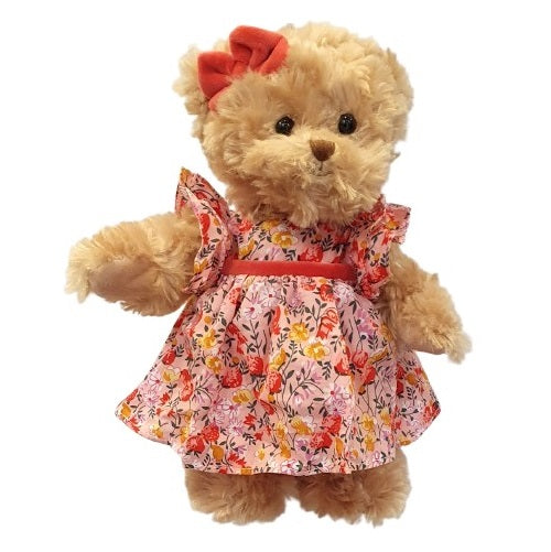Peluche ours Elisa avec robe fleurie