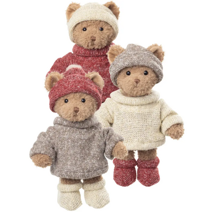 Ours en peluche en pull et bonnet d'hiver - Brother Steve, Matt et Robby