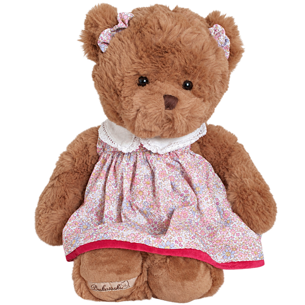 Oursonne en peluche Carole robe fleurie