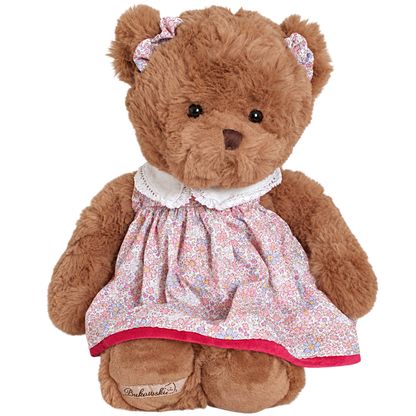Oursonne en peluche Carole robe fleurie