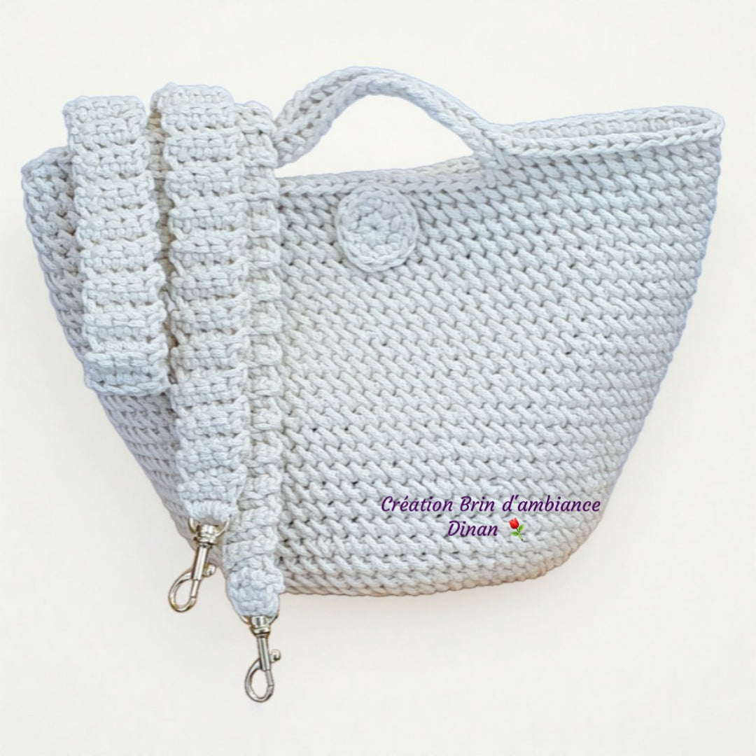 Petit panier Coco écru au crochet