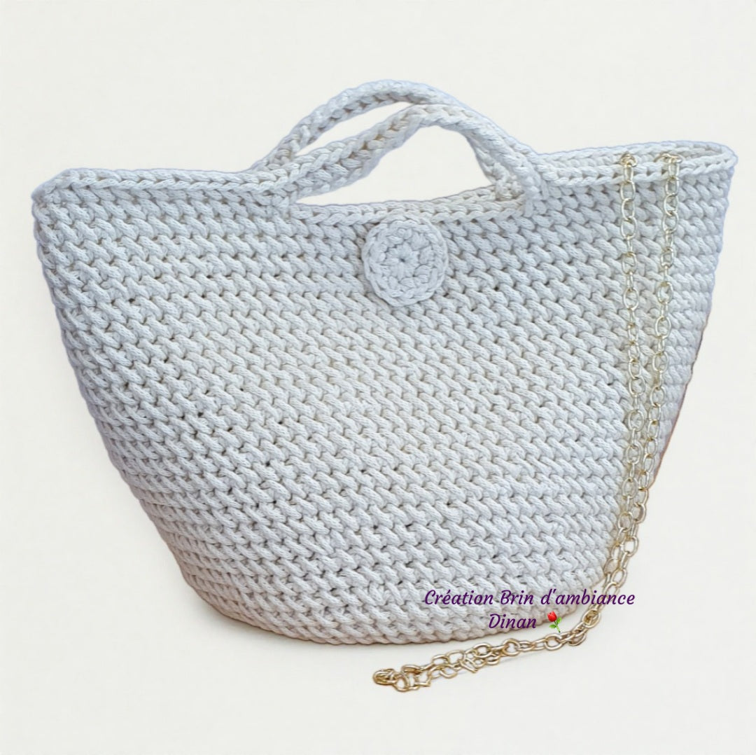 Petit panier Coco écru au crochet