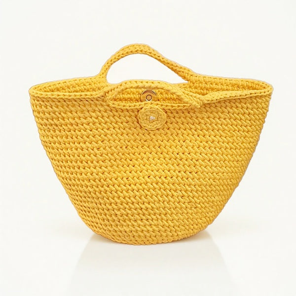 Petit panier Coco jaune soleil au crochet