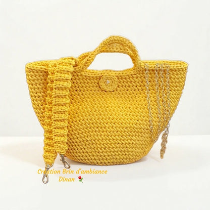 Petit panier Coco jaune soleil au crochet