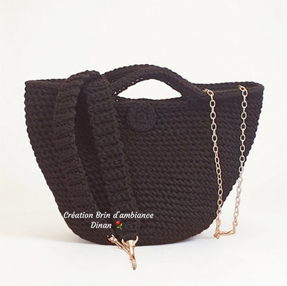 Petit panier Coco noir au crochet