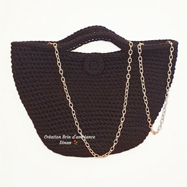 Petit panier Coco noir au crochet