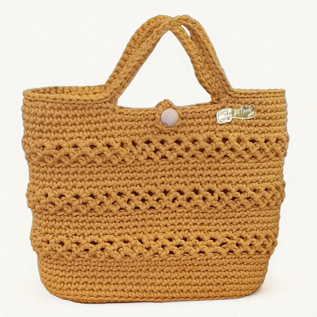 Petit sac au crochet moutarde - Fait-main