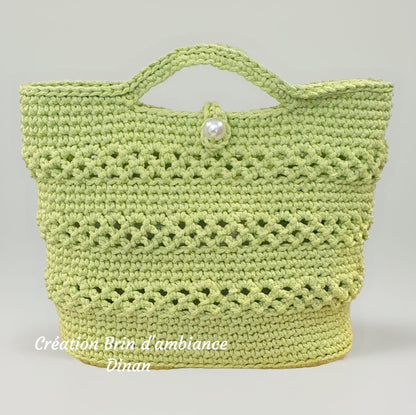 Petit sac au crochet vert  anis - Fait-main