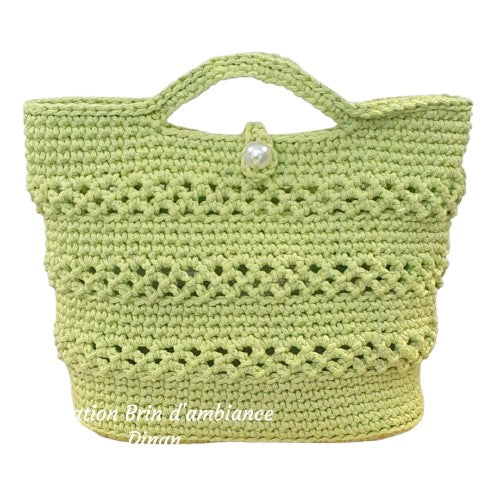 Petit sac au crochet vert  anis - Fait-main