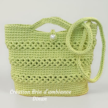 Petit sac au crochet vert  anis - Fait-main
