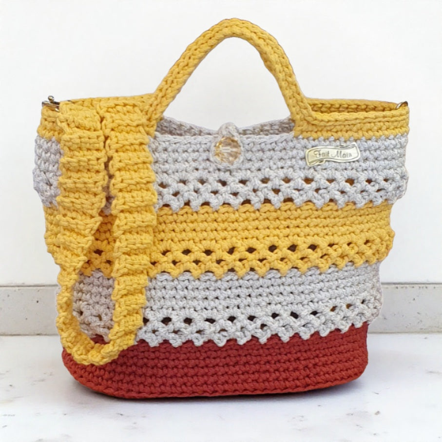 Petit sac au crochet jaune terracotta - Fait-main