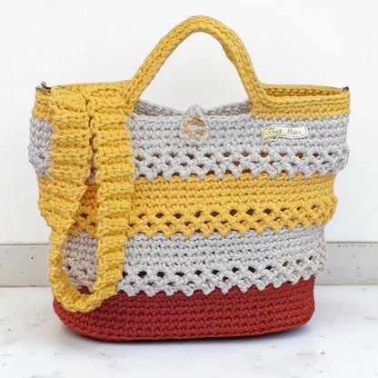 Petit sac au crochet jaune terracotta - Fait-main