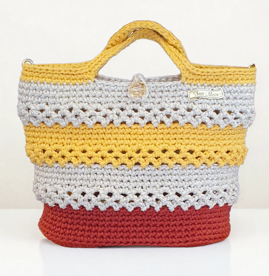 Petit sac au crochet jaune terracotta - Fait-main