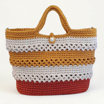Petit sac au crochet moutarde et terracotta - Fait-main