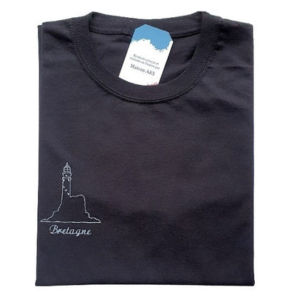 TEE-SHIRT NOIRE BRODÉ - PHARE BRETON