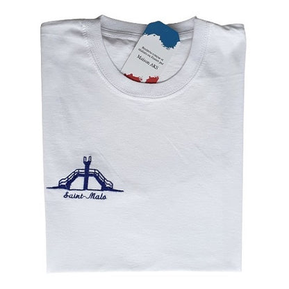 TEE-SHIRT BLANC BRODÉ - PLONGEOIR SAINT-MALO