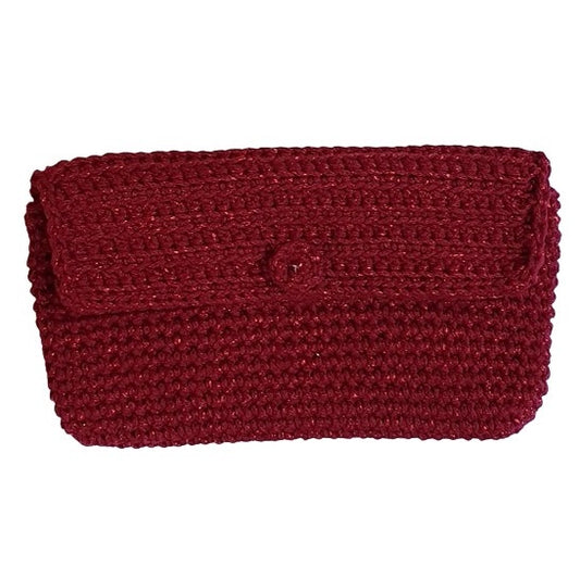 Pochette au crochet en coton rouge brillant